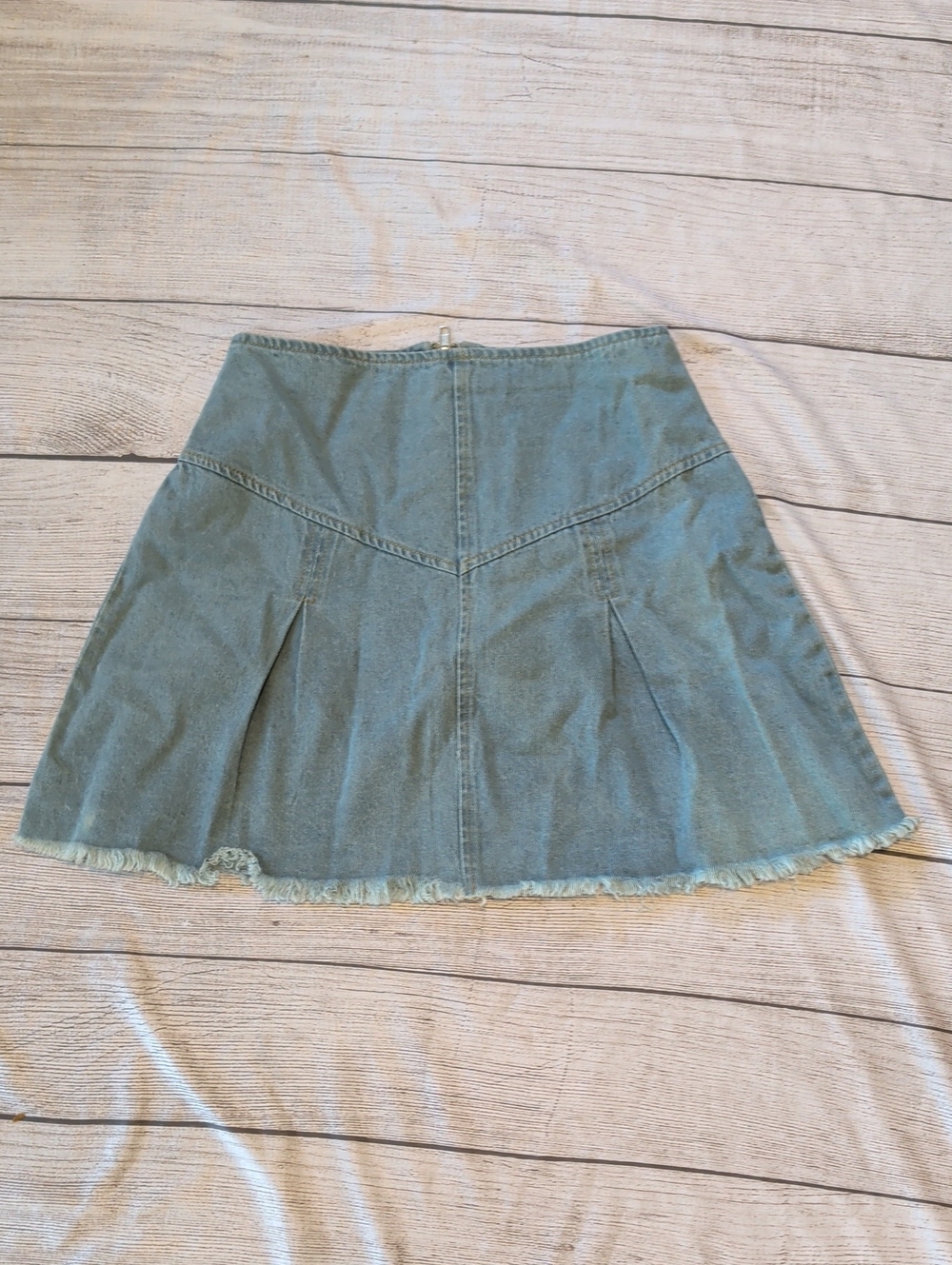 Casual A-Line Denim Skirt in Washed Teal